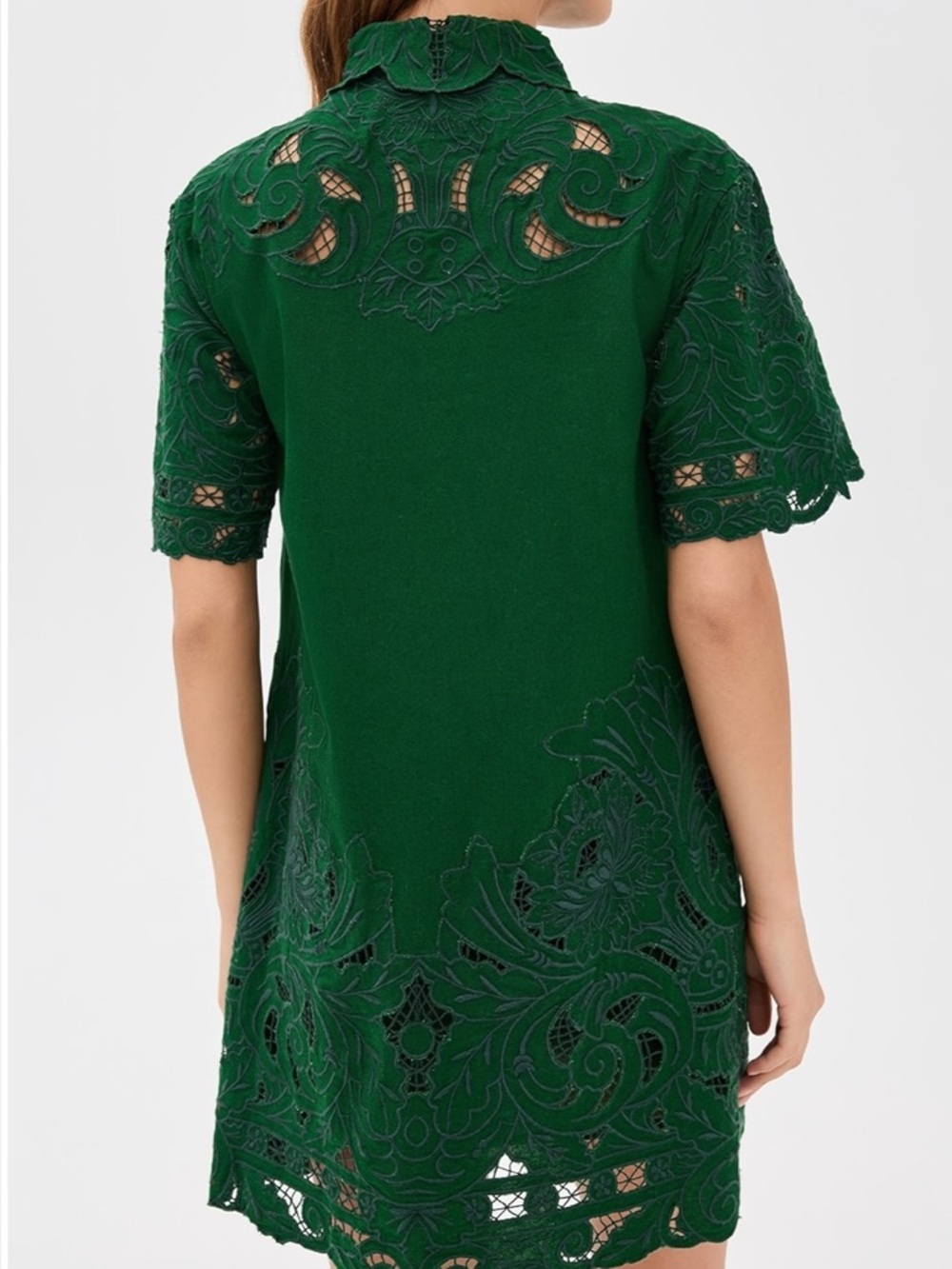 Sea New York Ceci Embroidery Shirt Dress in Green - Picture 5 of 7